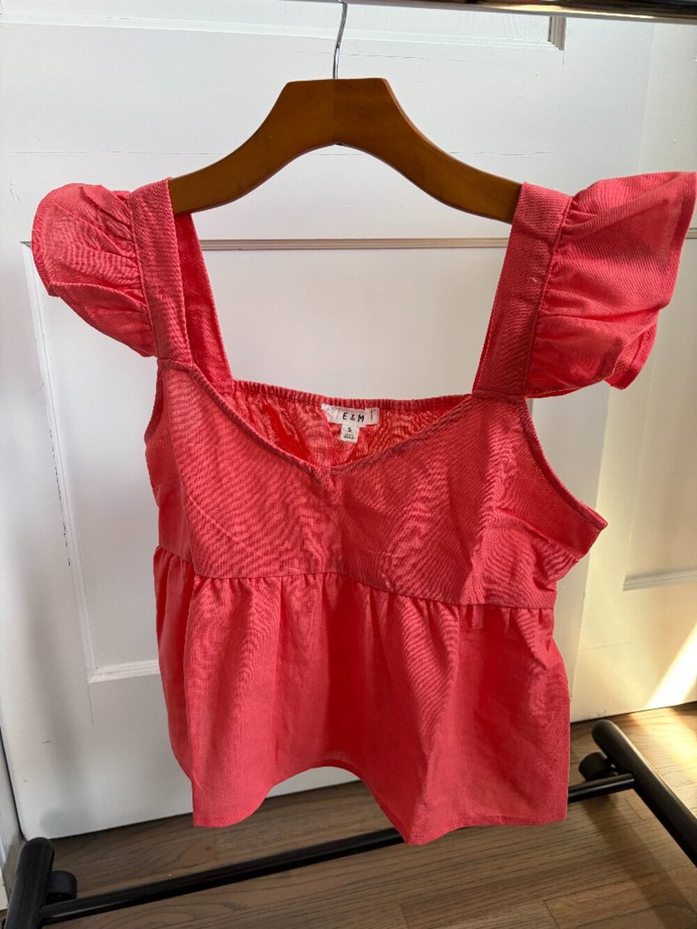 NWOT Stitch Fix E&M Coral Babydoll Ruffle Top - Small
